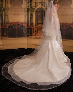 Baroque veil with beading style #6